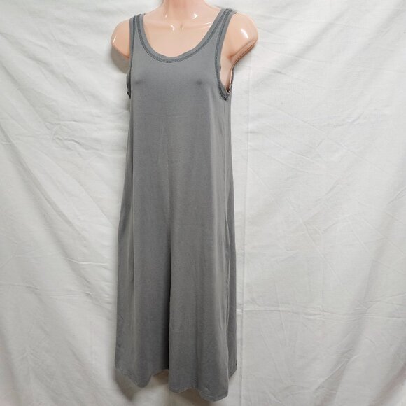 Eileen Fisher Sleeveless Midi Sun Dress Women Size PTP Gray Org Cotton - Picture 5 of 14